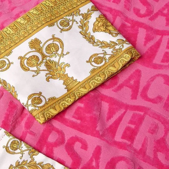 Authentic VERSACE I ♡ BAROQUE BATHROBE - Unisex Pink Size M - Picture 6 of 9